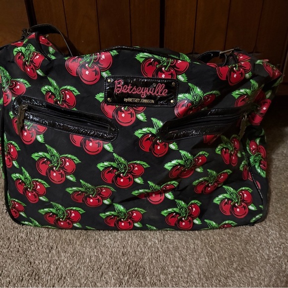 Betsey Johnson Handbags - Betseyvill Betsey Johnson Cherry Pattern Duffle